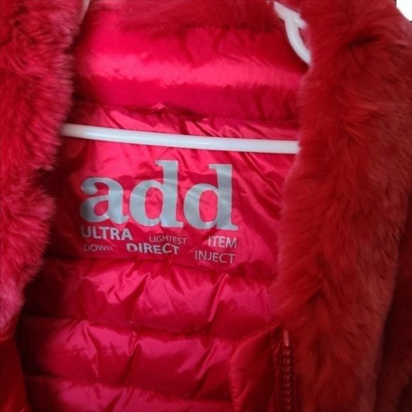 ADD  Girls Size 8 Real Rabbit Fur Trimmed Duck Down Vest‎ Cranberry Red Holiday - Picture 5 of 9